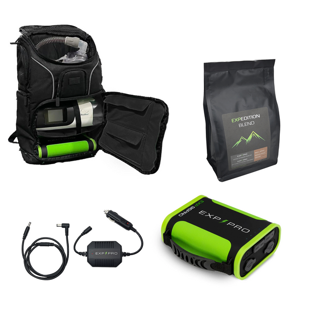 EXP96PRO Bundle with Power Cord, CPAP Backpack, and Expedition Blend Coffee